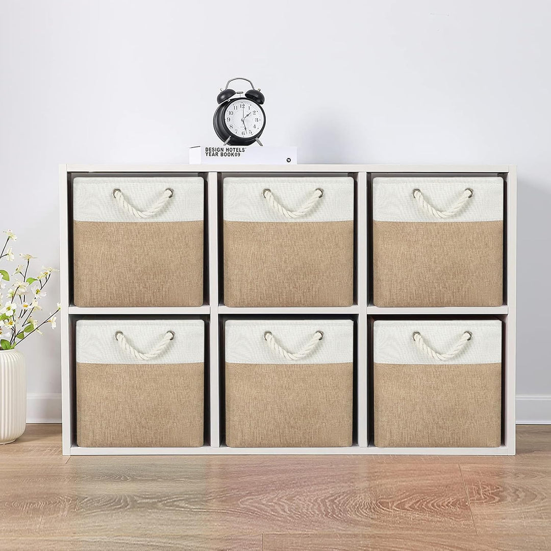 Zusammenklappbare Aufbewahrungsbox mit Griffen Stoff Aufbewahrungskorb für Regale Schränke und Schrä