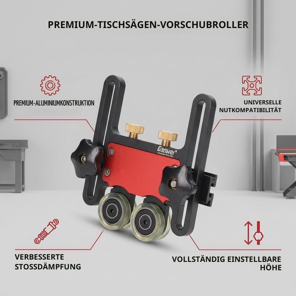 Featherboard Verstellbare Gleitrolle für Oberfräsen, Tischkreissägen, Frästische und Bandsägen, Holz