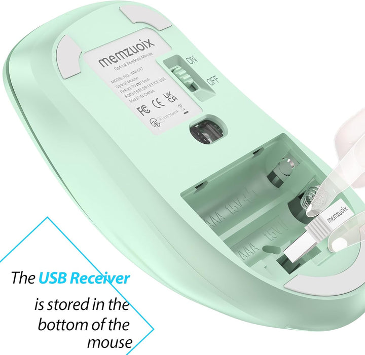 memzuoix Kabellose Maus 2.4GHz, Tragbare Optische Wireless Maus 1400 DPI mit Mini-USB-Empfänger, 5 T