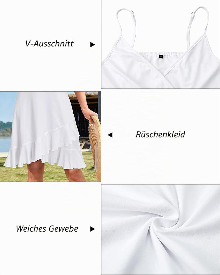 ULTRANICE Damen Sommerkleider Blumenmuster Kleid V-Ausschnitt Strandkleid Verstellbaren Spaghettiträ