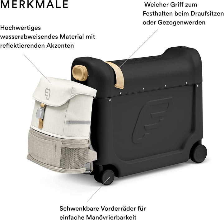 Stokke JetKids Reiseset, Black - Enthält den BedBox Aufsitzkoffer & das Backpack - Ideal für Kinder