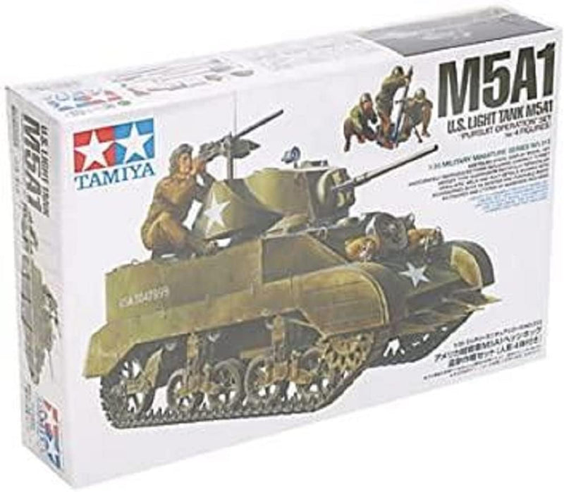 Tamiya 300035313 - 1:35 WWII US M5A1 Leicht Panzer mit Mörser (4), grün