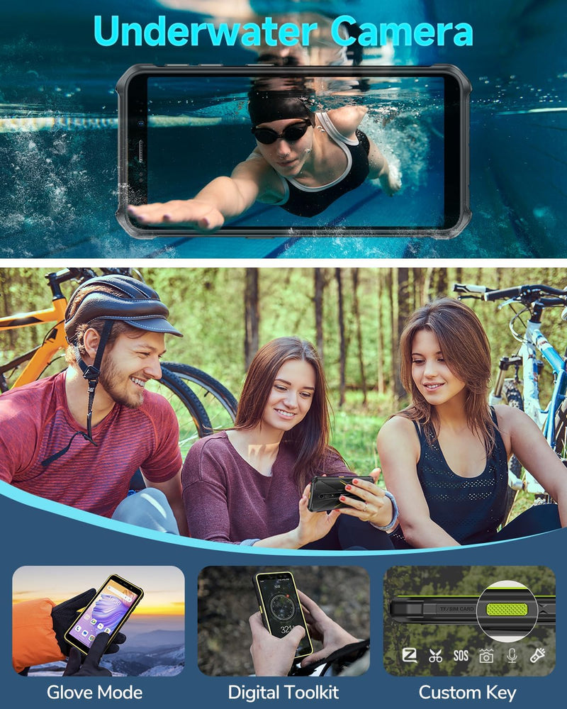 Ulefone Armor X12 Outdoor Handy, 6GB + 32GB/256GB SD Smartphone ohne vertrag Android 13 Go, 4860mAh