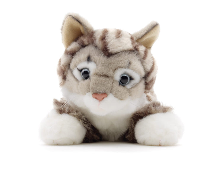 Uni-Toys - Katze mit getigertem Fell (grau), liegend - 38 cm (Länge) - Plüsch-Kätzchen - Plüschtier,