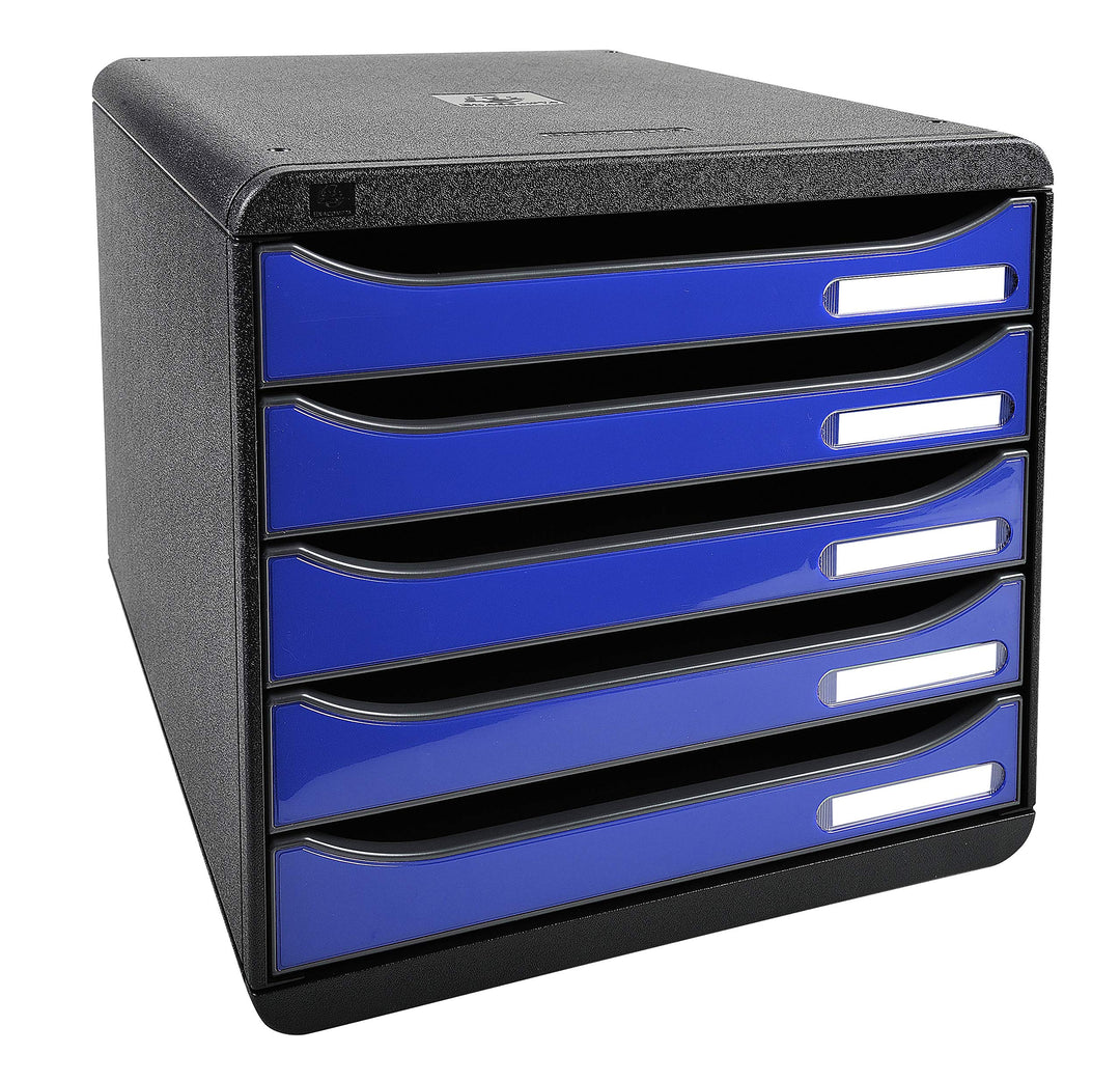 Exacompta 3097203D Premium Ablagebox mit 5 Schubladen für DIN A4+ Dokumente. Stapelbare Schubladenbo