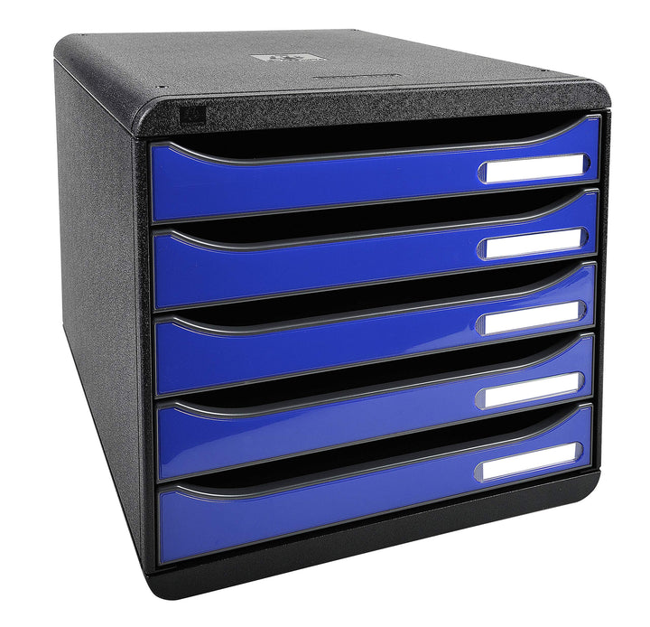Exacompta 3097203D Premium Ablagebox mit 5 Schubladen für DIN A4+ Dokumente. Stapelbare Schubladenbo