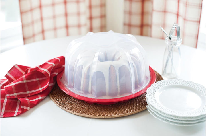 Nordic Ware Kuchencontainer, Kunststoff, Transparent, 33cm Gugelhupf durchscheinende Kuppel Kuchenha