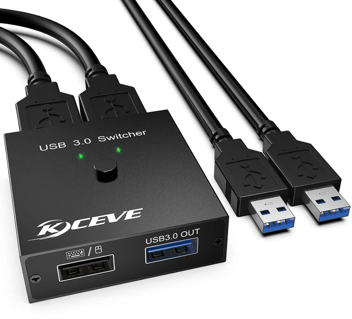 USB Switch für 2 PC, USB Switch 2 in 2 out zum Teilen von Maus, Tastatur, Drucker, U-Disk zwischen 2