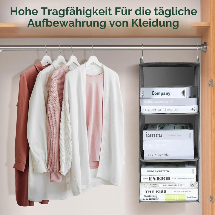 AiQInu Hängeregal Kleiderschrank,Hängeaufbewahrung Schrank Organizer mit 5 Fächern,Faltbar Platzspar