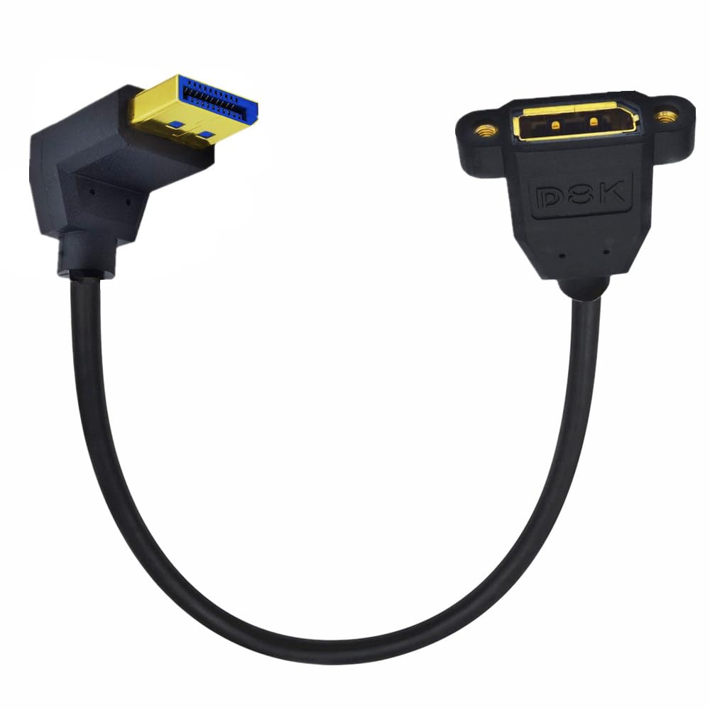 CY 4K DisplayPort Display Port Stecker auf Buchse, 90 Grad nach unten abgewinkeltes Verlängerungskab