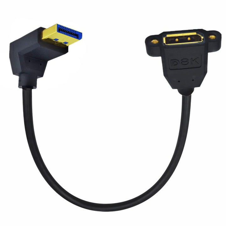 CY 4K DisplayPort Display Port Stecker auf Buchse, 90 Grad nach unten abgewinkeltes Verlängerungskab