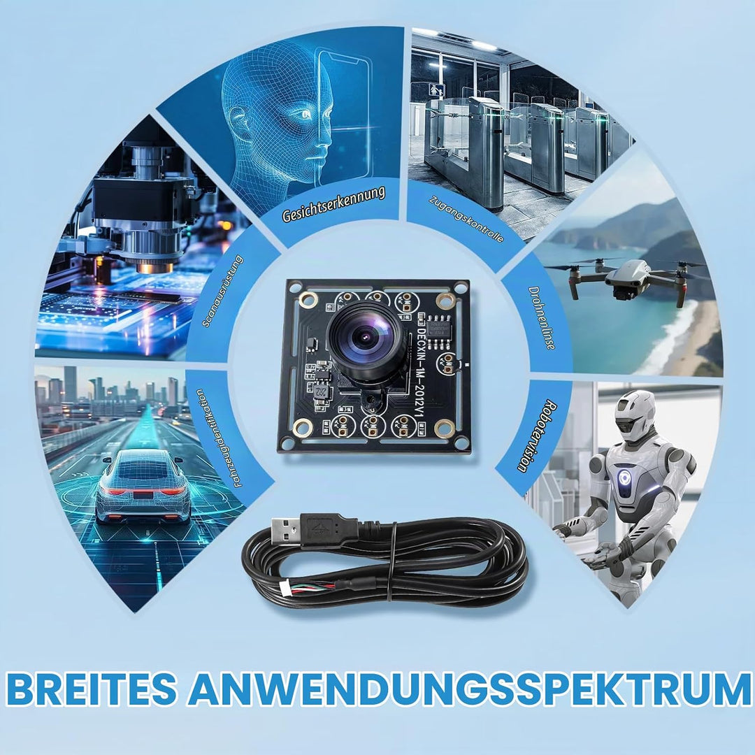 OV9732 Kameramodul mit 100° Weitwinkel, 1280x720p 30fps, USB, 3m Kabel, kompatibel mit Autodarts Kam