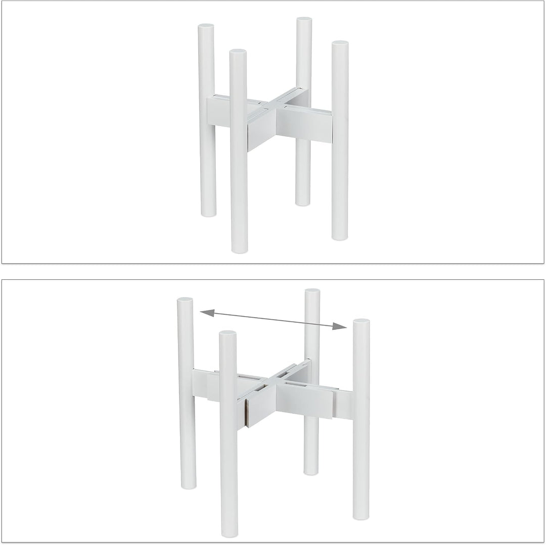 Relaxdays Blumenständer Bambus, individuell verstellbar, für Blumentöpfe bis 32 cm, Pflanzenständer,