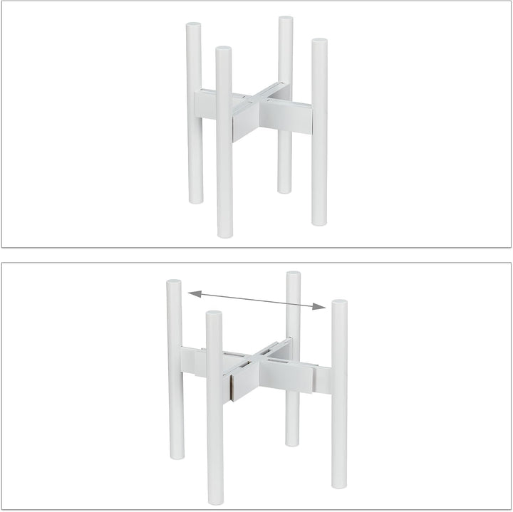 Relaxdays Blumenständer Bambus, individuell verstellbar, für Blumentöpfe bis 32 cm, Pflanzenständer,