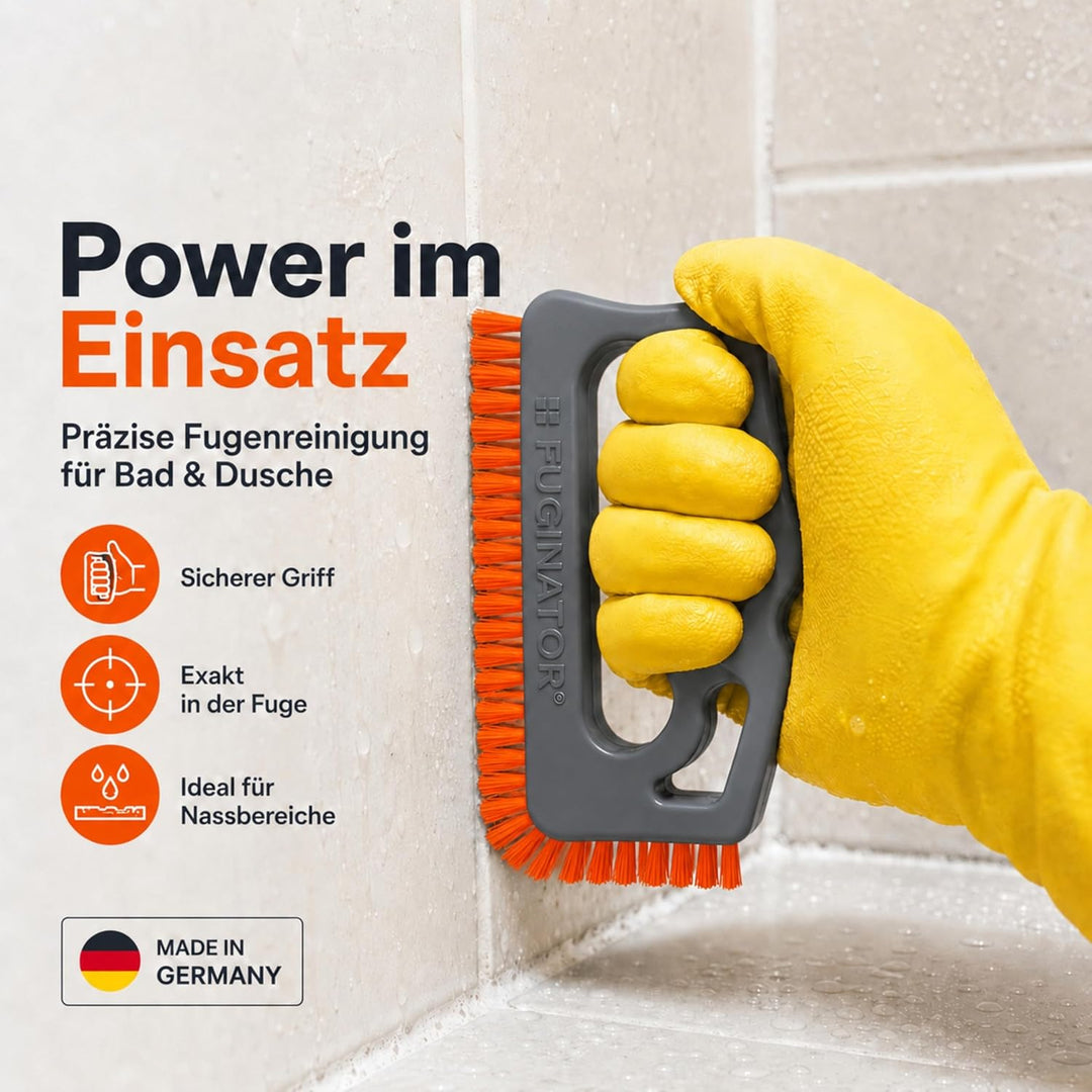 FUGINATOR® Fugenbürste – Fugenreinigung in Bad, WC, Küche - Reinigung von Wand- und Bodenfliesen - h