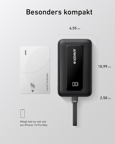 Anker Powerbank 10.000mAh, Zolo Power Bank 30W High-Speed portables Ladegerät mit integriertem USB-C