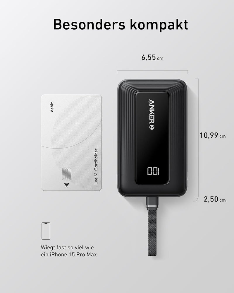 Anker Powerbank 10.000mAh, Zolo Power Bank 30W High-Speed portables Ladegerät mit integriertem USB-C