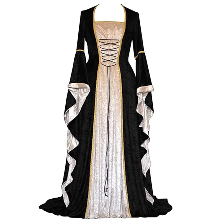 Damen Retro Mittelalter Kleid mit Trompetenärmel, Mittelalterliche Viktorianischen Königin Kleider R