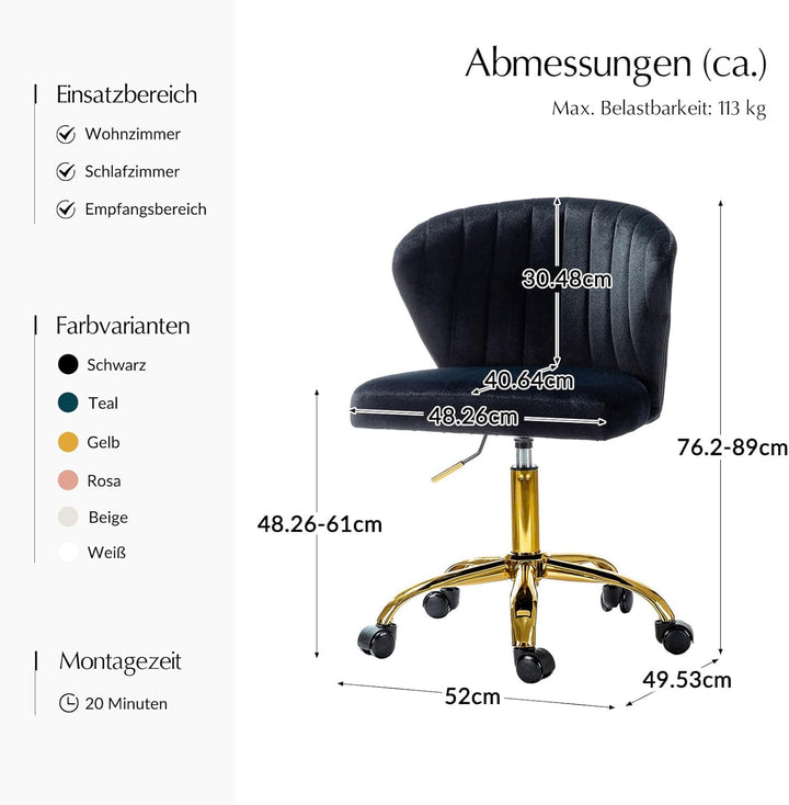HULALA HOME Bürostuhl, Computerstuhl, Schminktischstuhl, moderner Schreibtischstuhl mit drehbaren Rä