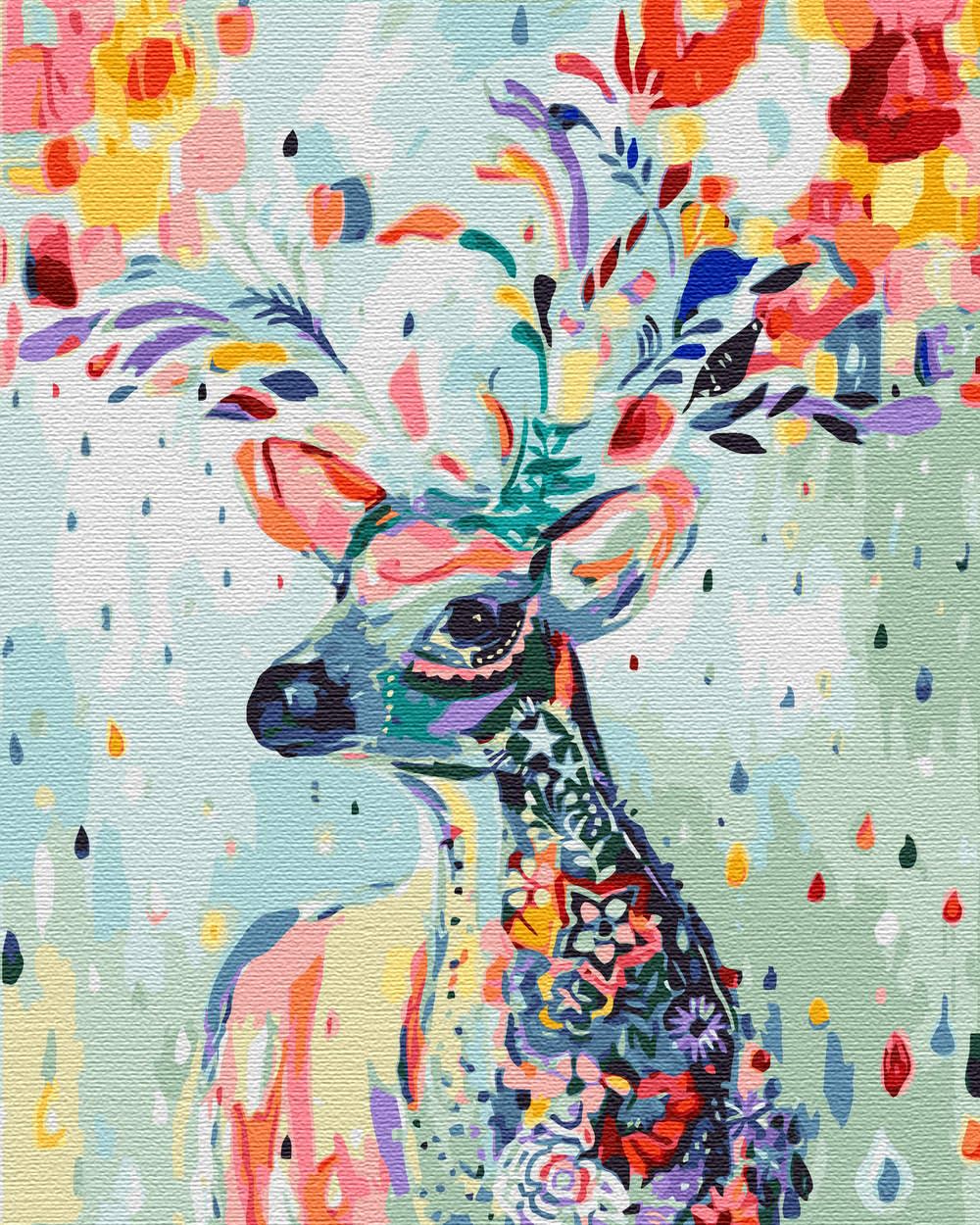 Artnapi Malen nach Zahlen Erwachsene mit Rahmen | DIY Handgemalt | Tiere - Blumenhirsch | Kit für An