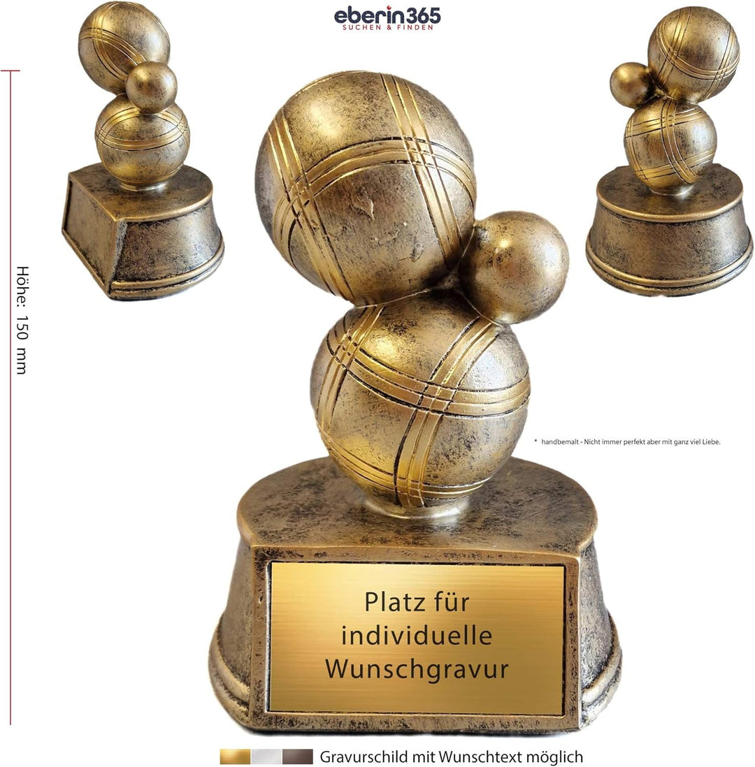 · 3D Bowl Pokal · Bosseln · Boccia · Boule · Boulekugeln & Zielkugeln in 3D · schwere Resinfigur Pét