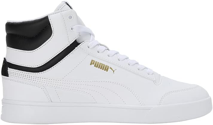 PUMA Unisex Shuffle Mid Sneaker 38.5 EU Puma White Puma White Puma Black Puma Team Gold, 38.5 EU Pum