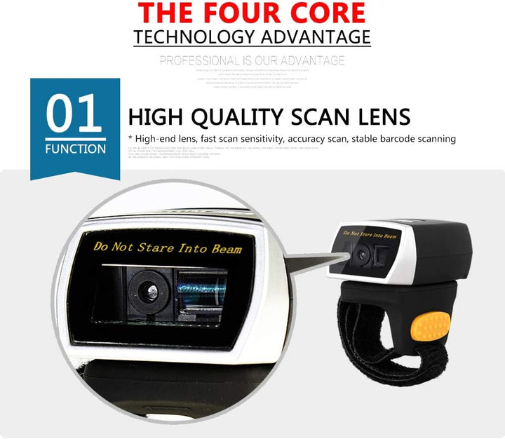 NetumScan Bluetooth-Ring-Barcode-Scanner Tragbar Mini 1D CCD Barcode-Lesegerät Scanner für Mobile Za