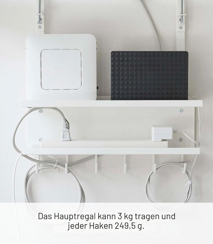 Yamazaki 5461 SMART Unter-Tisch Kabel- & Router-Organizer, weiss, Stahl, Minimalistisches Design Wei