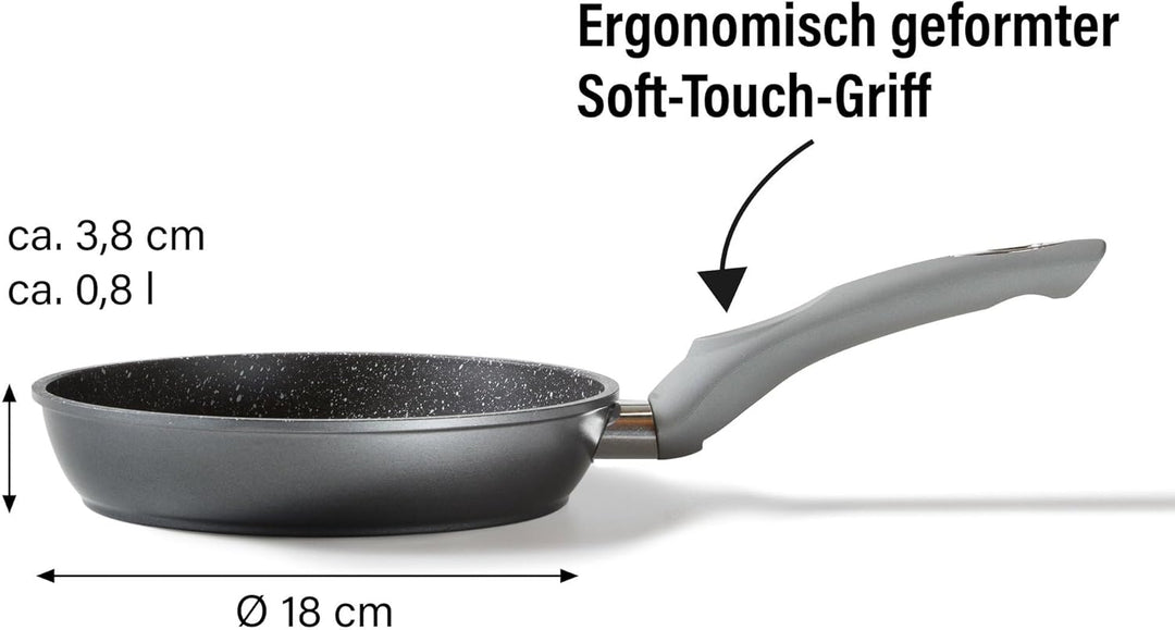 STONELINE Gourmundo Bratpfanne, 18 cm, antihaftbeschichtete Pfanne mit echten Steinpartikeln, alle H