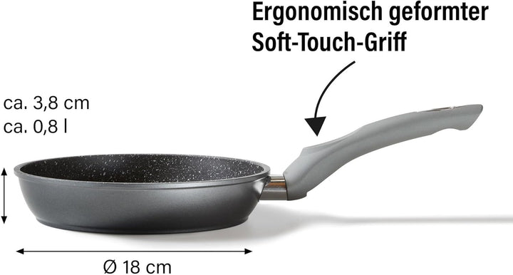 STONELINE Gourmundo Bratpfanne, 18 cm, antihaftbeschichtete Pfanne mit echten Steinpartikeln, alle H