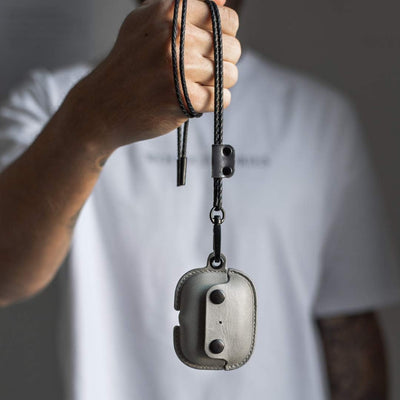 Woodcessories - AirPods Pro Leder Hülle mit Halskette, AirCase (Grau) AirPods Pro Grau, AirPods Pro