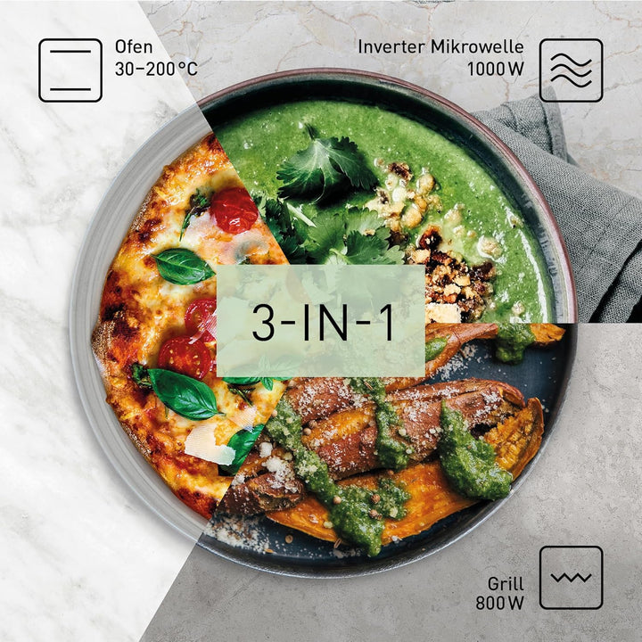 Panasonic NN-DF37PWEPG Kombi-Mikrowelle &amp; Grill, 1000 W, 23 l, Inverter-Tech, Eco Kombi Modus, Flach