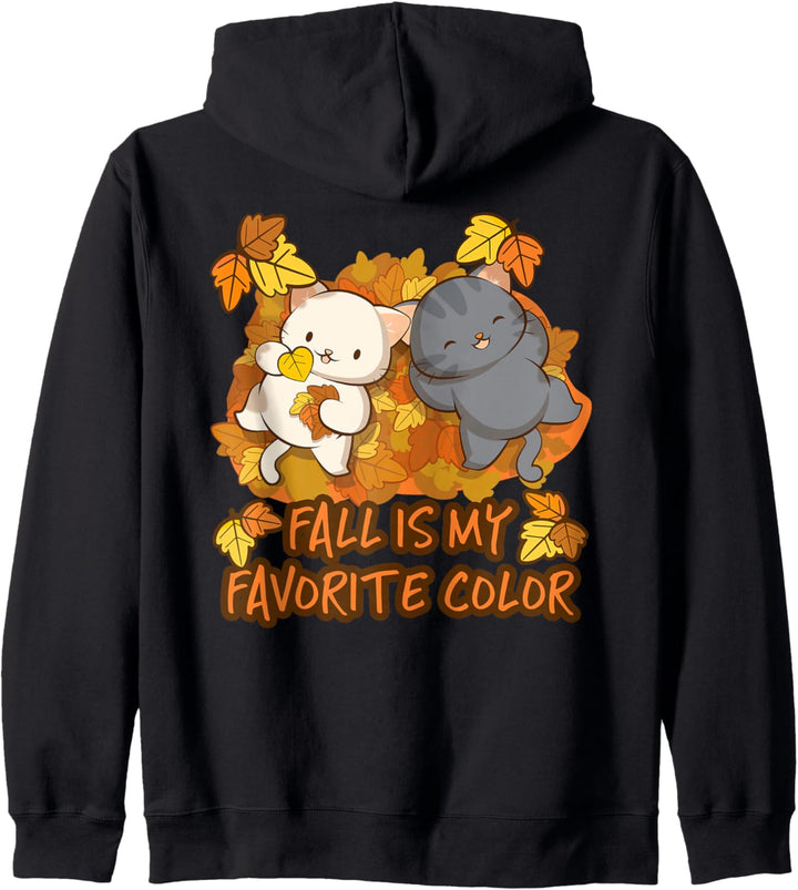 Niedliche Anime-Katzen und Herbstblätter, Fall is My Favorite Color Kapuzenjacke
