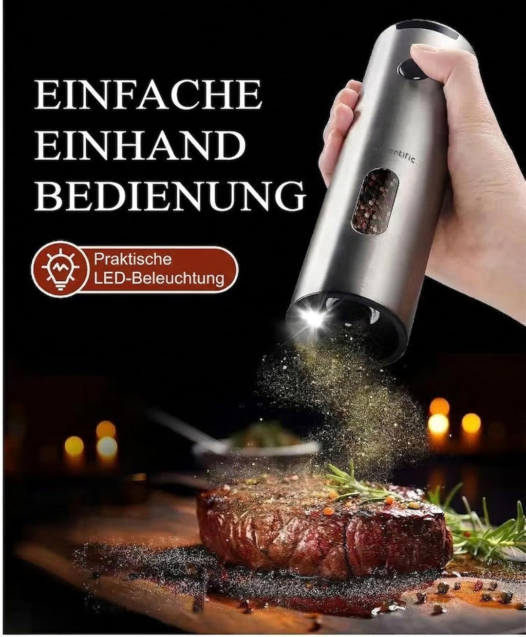 Elektrisches Salz- und Pfeffermühlen-Set mit Ladestation – erweiterte Version mit grossem Fassungsve