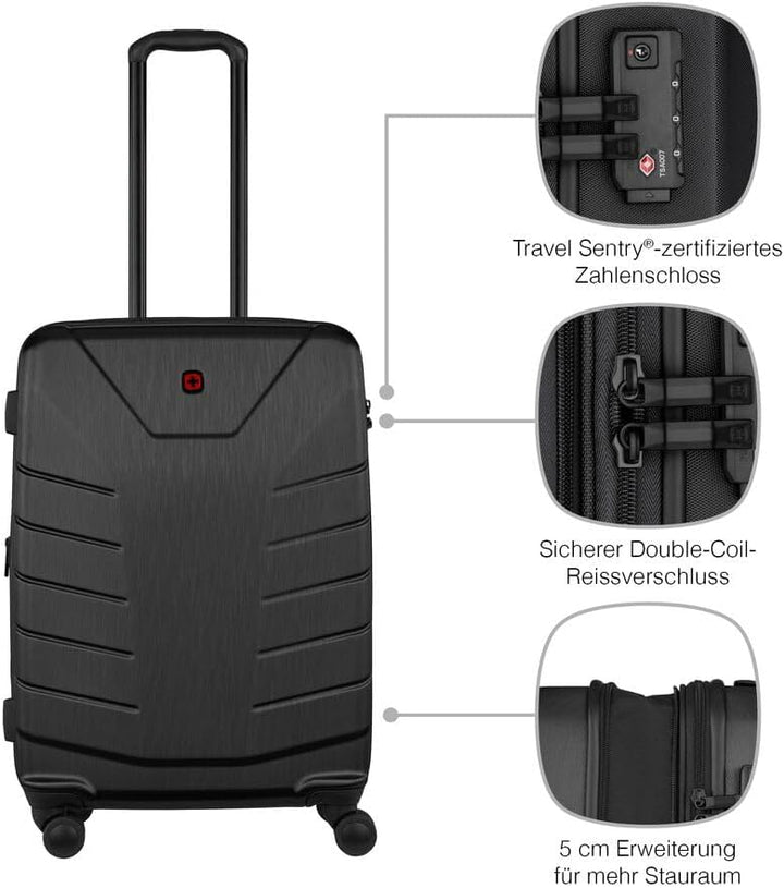 WENGER Pegasus M Hartschalenkoffer mit 4 Rollen, Trolley, M, 66 (79) l, Sicherheitsschloss, Damen He