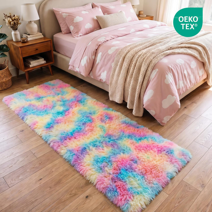 MARATIP Plüsch Teppich,Flauschiger Teppich Rund,grosse Grösse modernes Wohnzimmer,Kinder Mädchen,wei