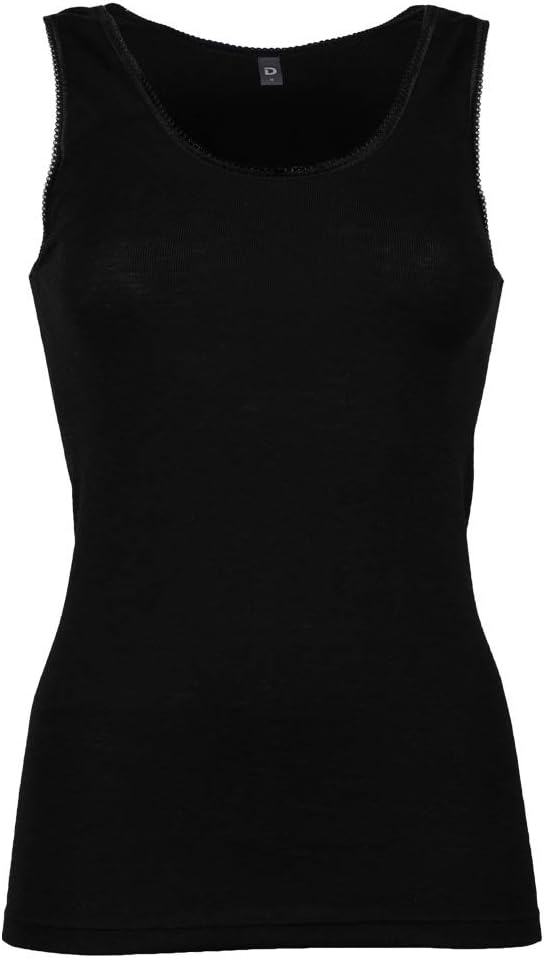 Dilling Merino Unterhemd für Damen - aus 100% Bio-Merinowolle, 36 Schwarz
