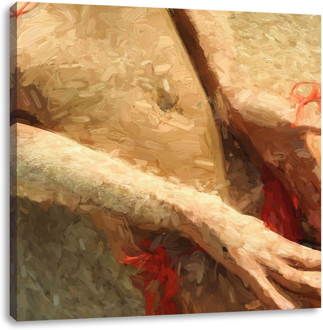 Pixxprint Sexy Frau im Bikini am Strand als Leinwandbild/Grösse: 70x70 cm/Wandbild/Kunstdruck/fertig