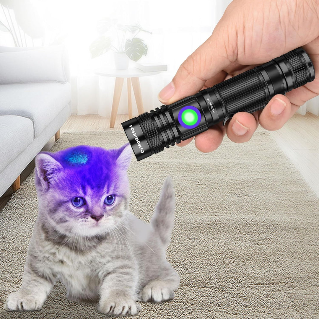DARKBEAM UV Taschenlampe Schwarzlicht Aufladbar, Woodsche Lampe Schwarzlichttaschenlampen Ultraviole