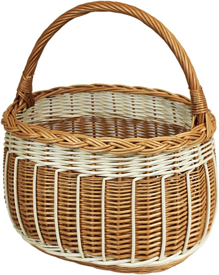 Weidenkorb, Einkaufskorb, Obst- oder Gemüsekorb, Pilzkorb, Picknickkorb 37 x 17 / H 21/40 cm