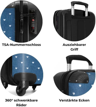 NoBoringSuitcases.com® Koffer Handgepäck Trolley Rollkoffer Kleine Reisekoffer mit 4 Rollen - Herzen
