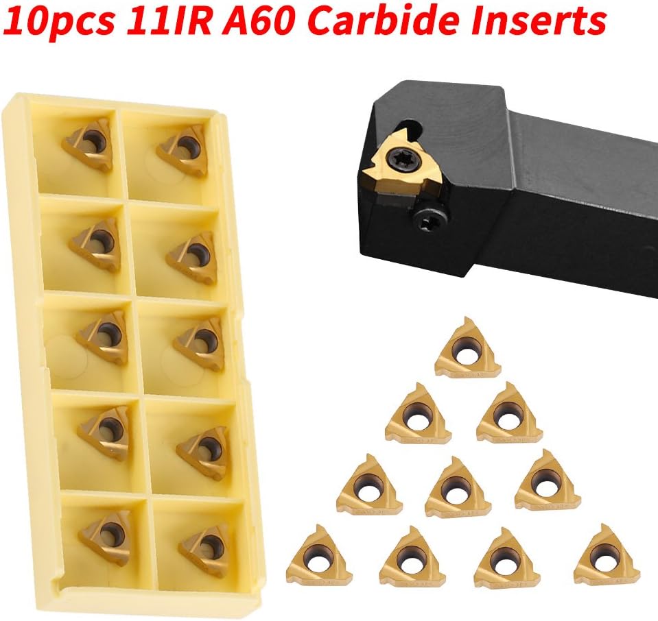 10pcs CNC Hartmetall Einsatzschneider 11IR A60 Wendeplatten für Drehmeissel mit Box