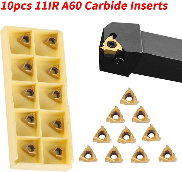 10pcs CNC Hartmetall Einsatzschneider 11IR A60 Wendeplatten für Drehmeissel mit Box