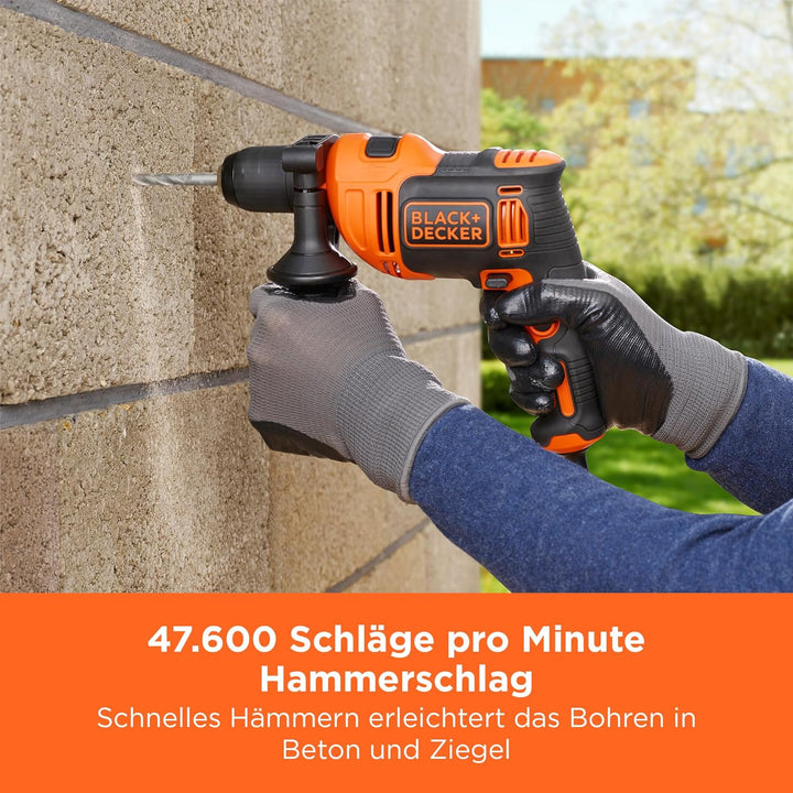 Black+Decker BEH710K-QS 710W 1-Gang Schlagbohrmaschine (Schlagbohrer, 13mm Schnellspannbohrfutter, k