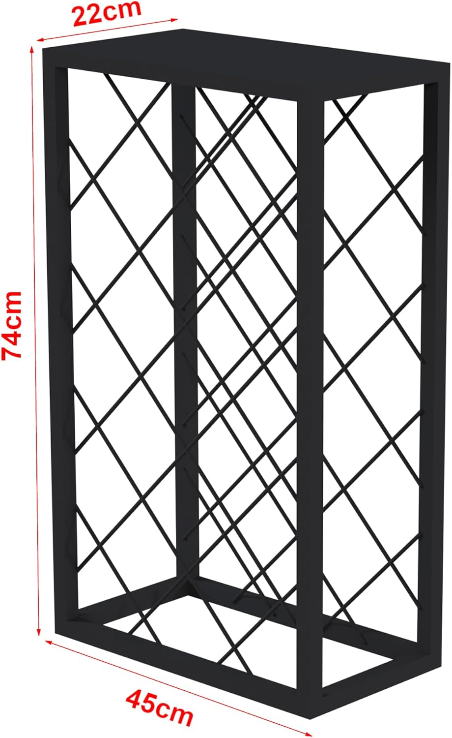 [en.casa] Weinregal Amasia 74x45x22 cm Schwarz Flaschenregal aus Metall Flaschenhalter Getränkeregal