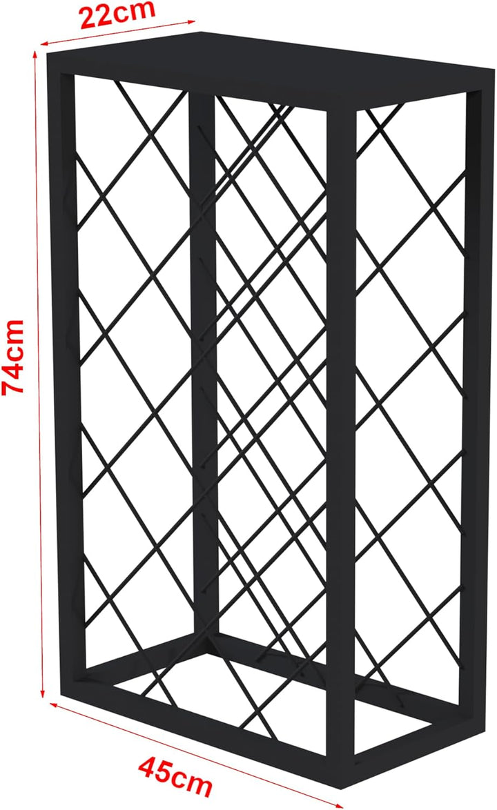 [en.casa] Weinregal Amasia 74x45x22 cm Schwarz Flaschenregal aus Metall Flaschenhalter Getränkeregal