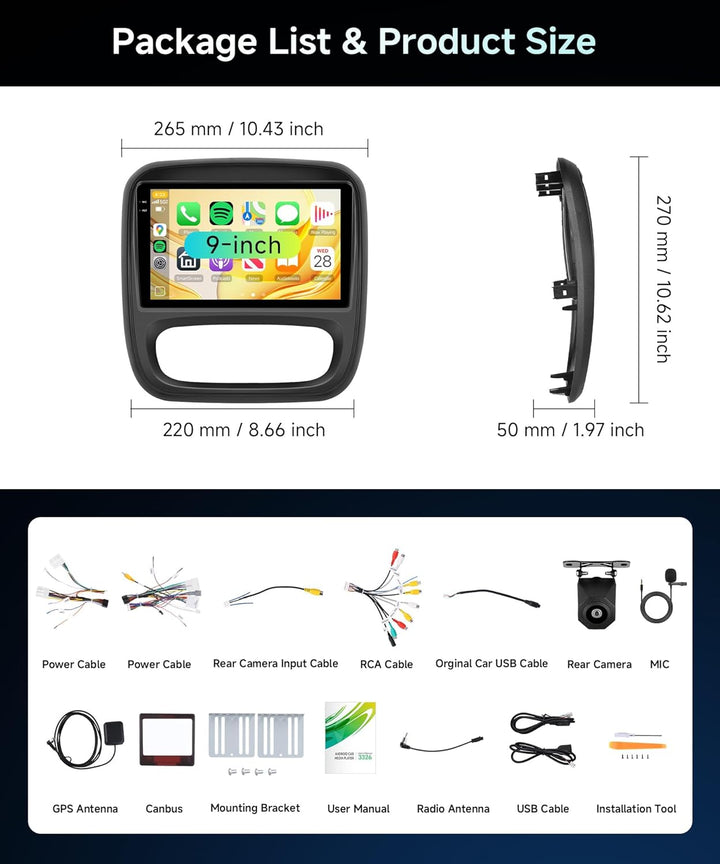 4G+64G Rimoody 9" Android Autoradio für Renault Trafic Opel Vivaro B FIAT Talento Nissan NV300 Wirel