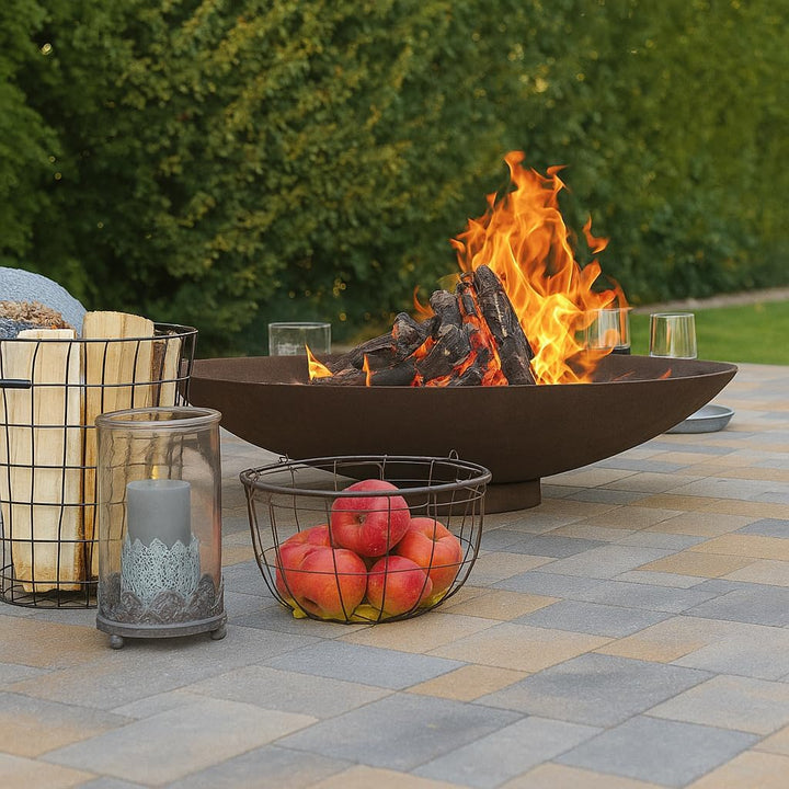 Feuerschale 100 cm gross aus Cortenstahl 2,5 mm Feuerstelle rund Metall Feuer Schale für den Garten