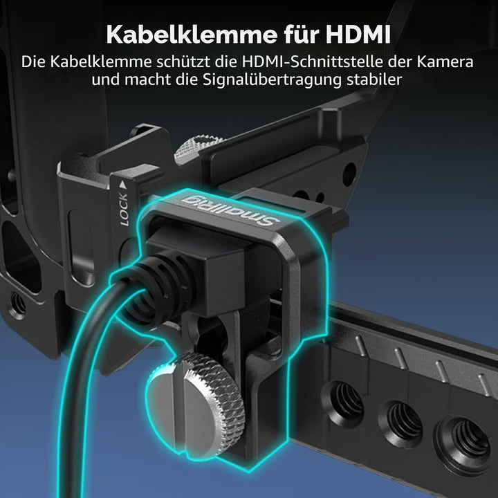 SMALLRIG A7 IV Käfig Cage mit oberem Griff und HDMI-Kabelklemme, Basis Kit für Sony Alpha 7 IV/Alpha