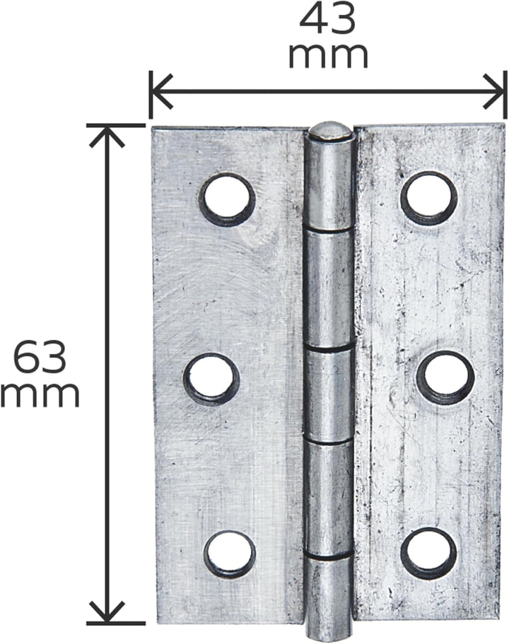 Alberts 851989 Scharnier | halbbreit | Edelstahl | 63 x 43 mm | 20er Set 63 x 43 mm (20 Stk.), 63 x